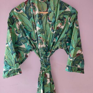 Cotton Print Robes, Beach Kimono, Kimono Robe Pigeon Print Robe, Cotton Kimono Robe, Shower Robe, Maternity Robe, Hospital Robes