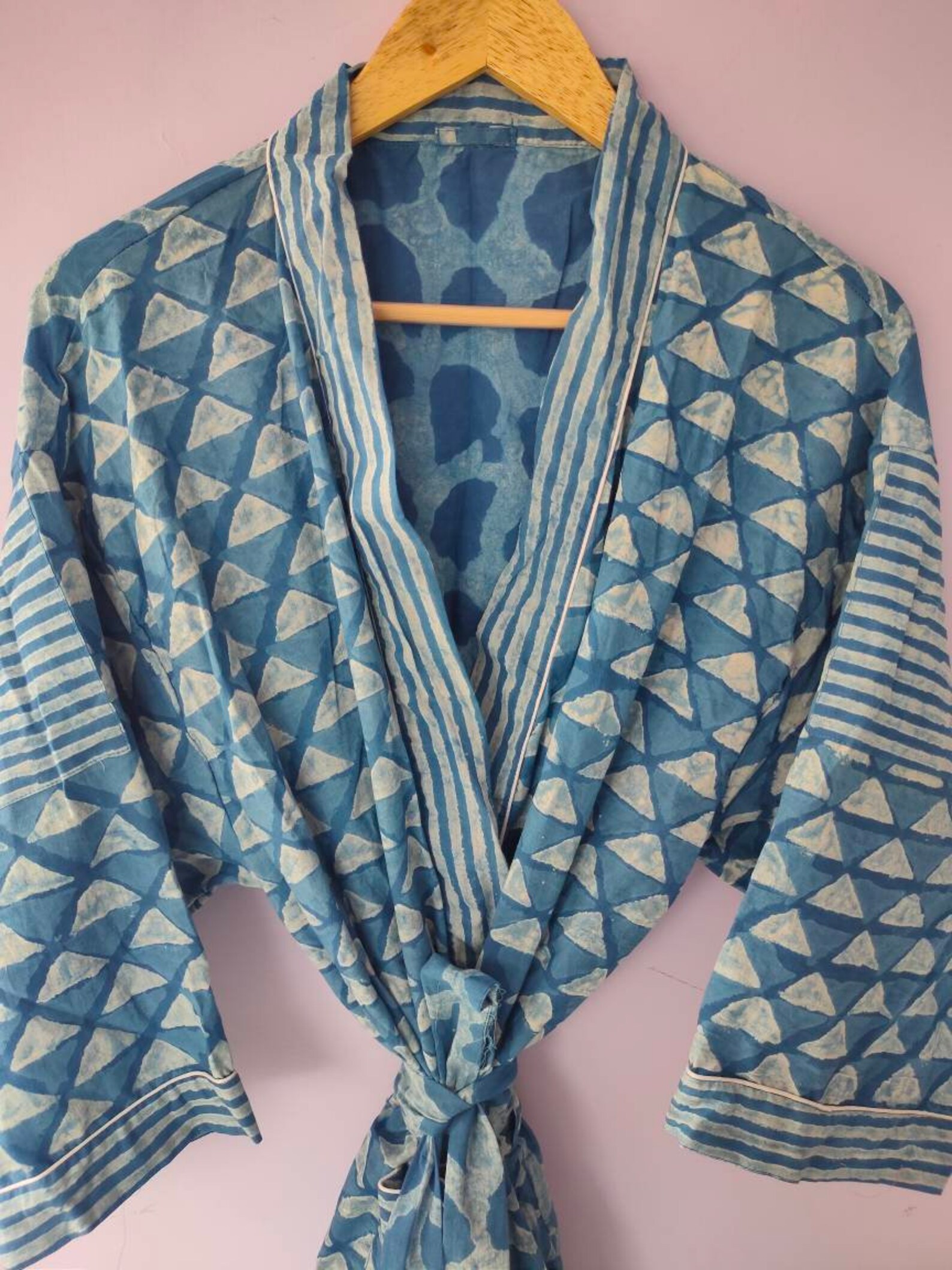 Indigo Cotton Kimono Robes for Women Indian Dressing Gown - Etsy
