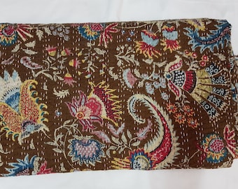 Indian Kantha Throw, Indian Cotton Kantha Quilts,Kantha Bedspread , 100% cotton, Handblock Kantha Quilt,Gudari Cotton