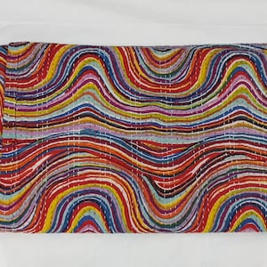 Indian Kantha Quilt Handmade Kantha Bedcover Throw Cotton Blanket Gudari King Print Kantha Twin And Queen Size Kantha Quilt
