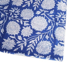 Beautiful Hand Block Printed Blue Fabric, Cotton Fabric, Indian Fabric, fabric by yard, Block Printed Cotton womens clothing robe