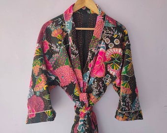 Cotton Kimono Robes for Women Indian Dressing Gown Unisex Blockprint Beach Cover ups Bridesmaid Gifts