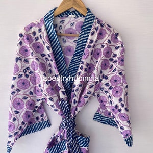 Jaipuri Kimono !! Beautiful Cotton Kimono Dress, Bath Robe Kimono, hand Block Printed Cotton Kimono, Shower Robe, Cotton Kimono Robe, Dress