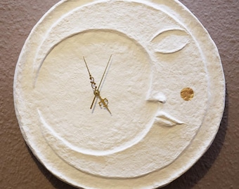 Reloj de pared con movimiento de radiocontrol y papel maché Reloj de radio DCF silencioso