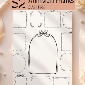 52 Whimsical Frame SVG & PNG Bundle, Minimal Borders, Decorative Frames, Hand Drawn (Digital Download)