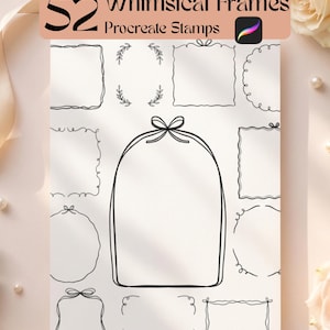 52 fantasifulla ramar Procreate-stämplar, lättanvända Procreate-penslar för linjekonst (digital nedladdning)