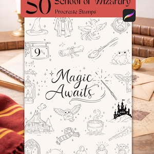 50 Wizardry iPad Procreate Stamps, Magical Procreate Brushset, Fantasy Stamp Brushes (Digital Download)