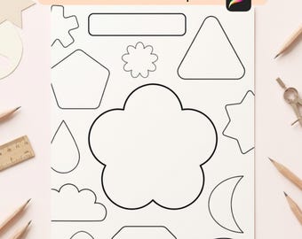 60 timbri con forme arrotondate per iPad Procreate, pennelli geometrici morbidi per linee artistiche (download digitale)
