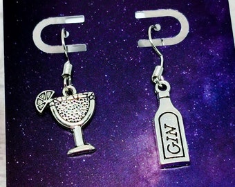 GIN AND TONIC Earrings Silver fun fashion earrings for Secret Santa