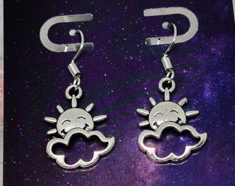 SUNSHINE Earrings Silver cute smiling Sun face fashion earrings