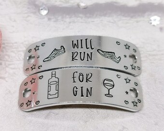 Will Run for Gin TRAINER TAGS Fun Runners Shoe Lace Charms Gin and Tonic Alcohol RUNNING Gift for Marathon Race Training Couch to 5k