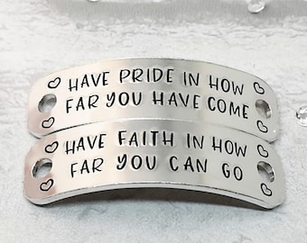 Have Pride Have Faith Trainer Tags, Gift for a Runner's shoe laces