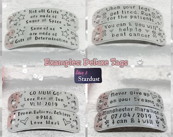 Deluxe Custom Trainer Tags Personalised Shoe Lace Charms 3 lines of wording Running Gift for Daddy Run Mummy Run Marathon Diet Gift Fitness