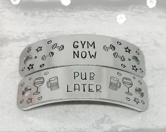 Gym Now Pub Later Trainer Tags Fun Shoe Lace Charms Athletic Fun Boozy Gift for Fitness Instructor or Keep Fit Buddy