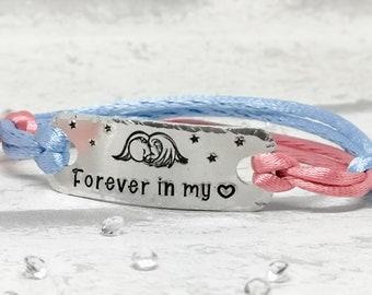 Miscarriage Gift Forever in my Heart Hand stamped Bracelet Angel Baby Stillborn Pregnancy Loss in loving memory
