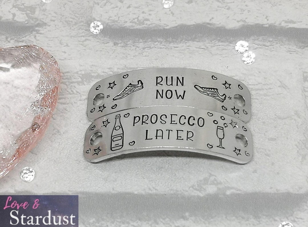 Run Now Prosecco Later TRAINER TAGS Fun Shoe Lace Charms RUNNING Boozy ...