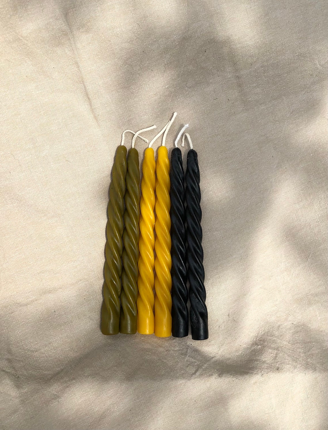 Set of 2 TWISTED TAPER Candles 100 Pure Beeswax BLACK Etsy
