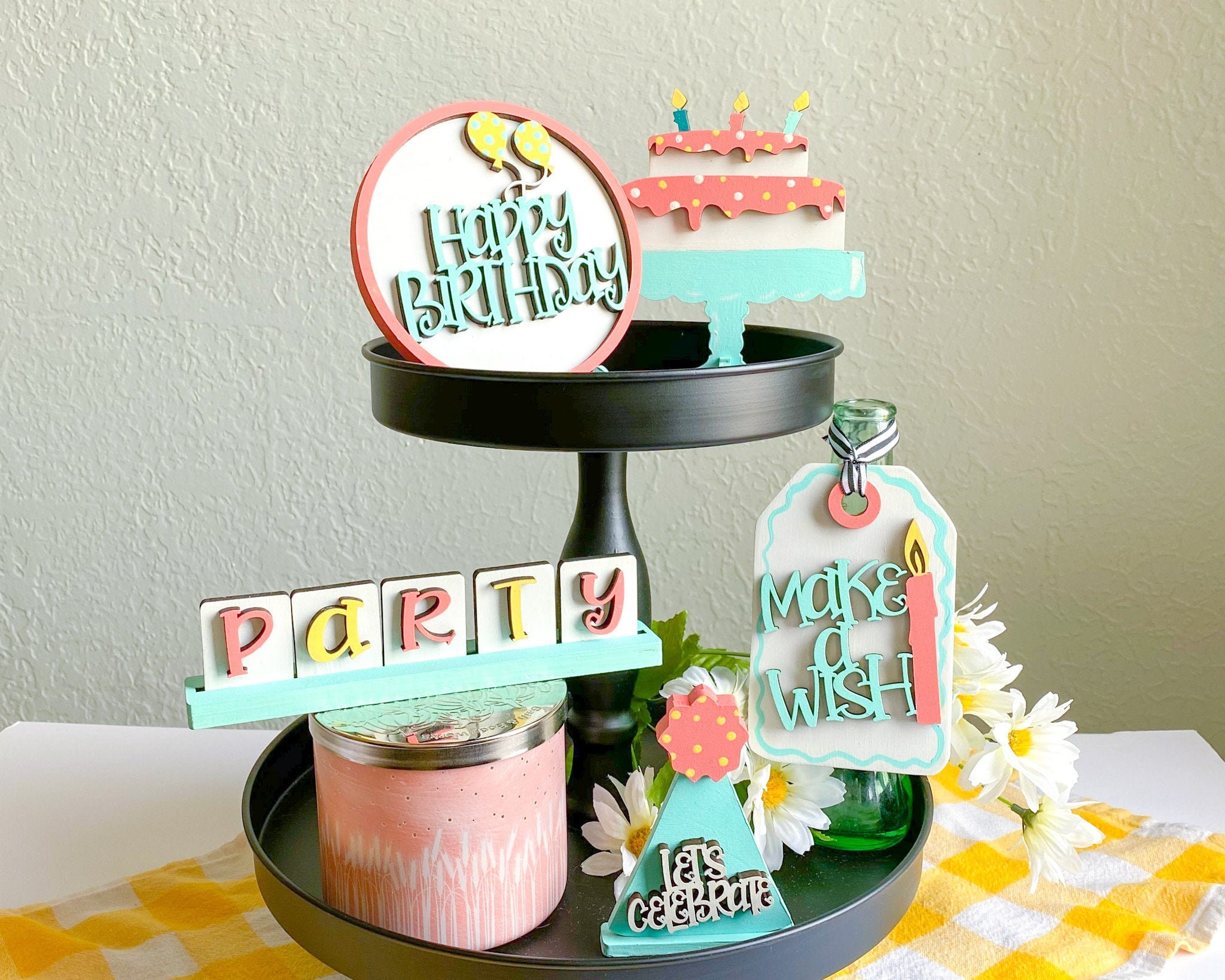 Birthday Tiered Tray Set SVG File Digital Cut File For Happy Etsy