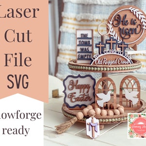 Easter Tiered Tray Set SVG File, Easter Tiered Tray Set File, Glowforge Tiered Tray Set SVG