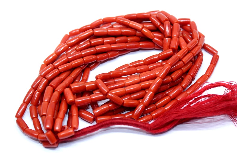 1 Strand Top Quality 18 Inc Natural Genuine Mediterranean Red Coral Beads Barrel Shape Strand necklace