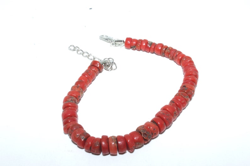100/% Natural Vintage red Coral Beaded Bracelet 7inc