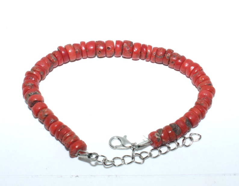 100/% Natural Vintage red Coral Beaded Bracelet 7inc