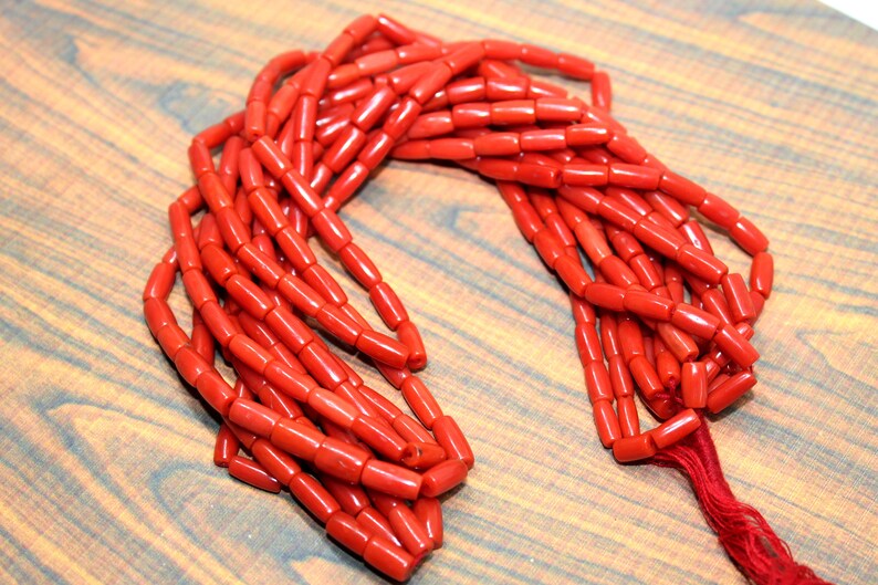 1 Strand Top Quality 18 Inc Natural Genuine Mediterranean Red Coral Beads Barrel Shape Strand necklace