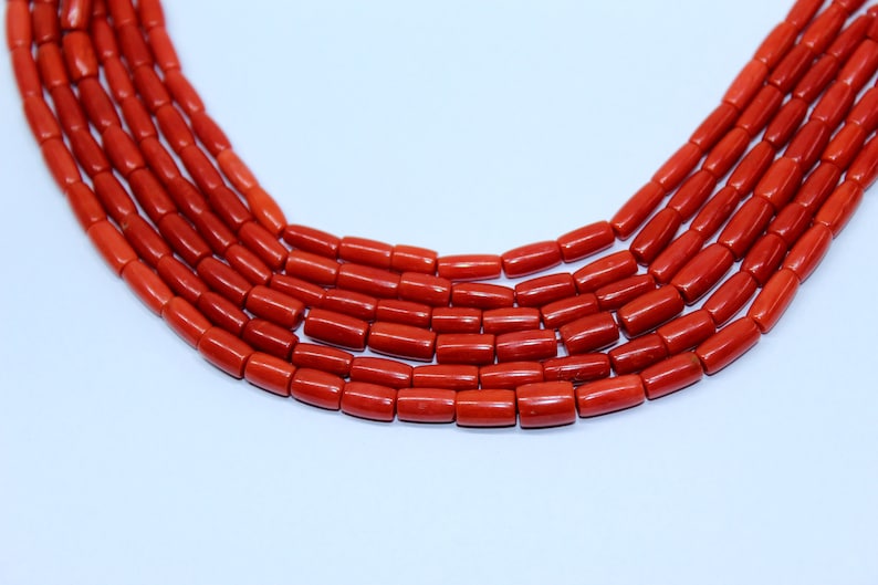 1 Strand Top Quality 18 Inc Natural Genuine Mediterranean Red Coral Beads Barrel Shape Strand necklace