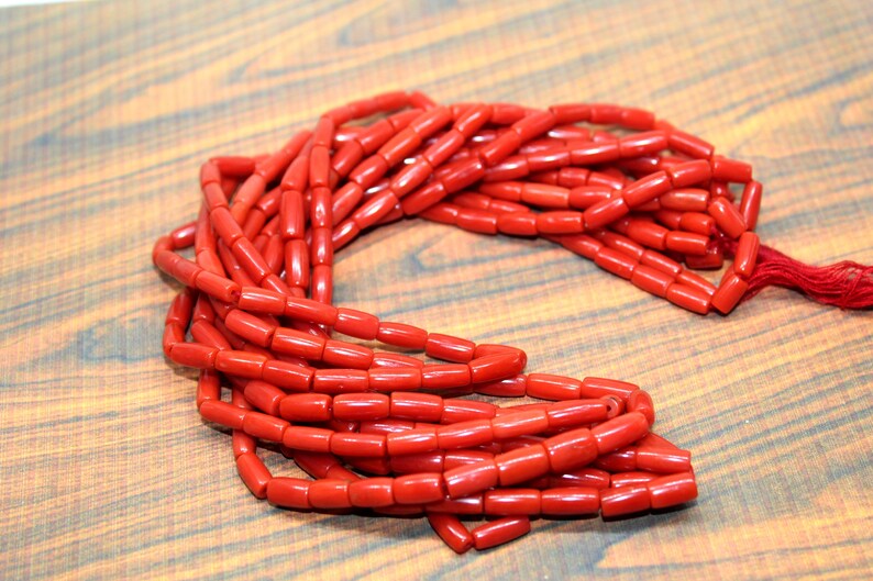 1 Strand Top Quality 18 Inc Natural Genuine Mediterranean Red Coral Beads Barrel Shape Strand necklace