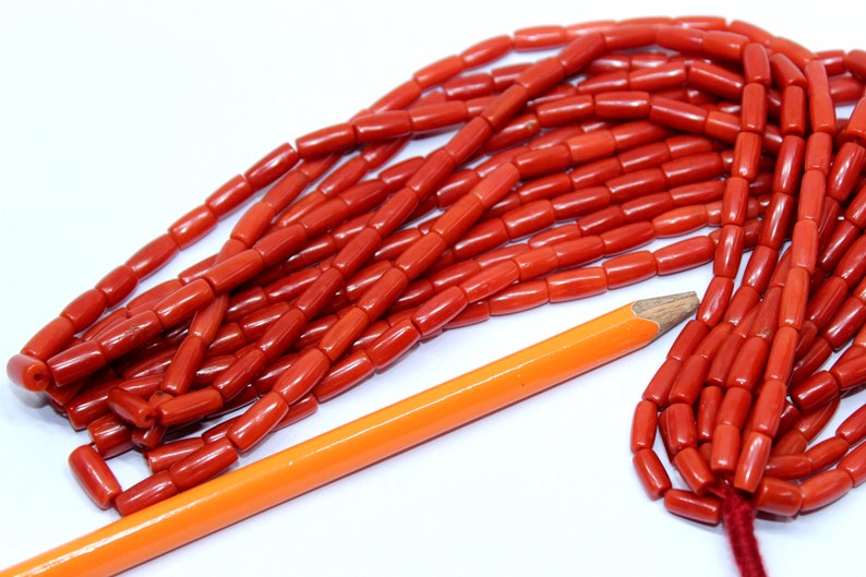 1 Strand Top Quality 18 Inc Natural Genuine Mediterranean Red Coral Beads Barrel Shape Strand necklace