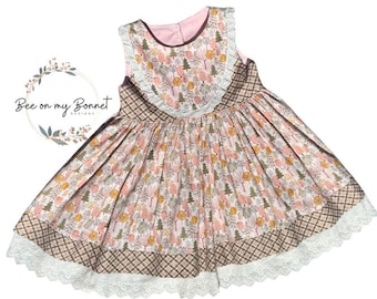 Woodland Forest Twirl Dress: Size 5 Girls Fall Dress