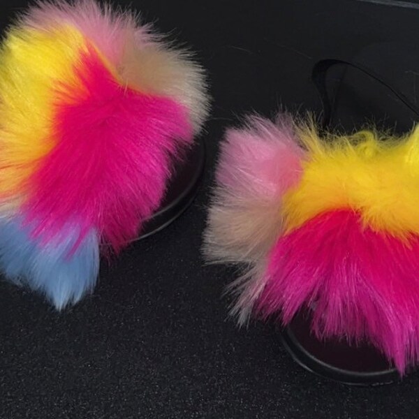 Fur Slides - Etsy