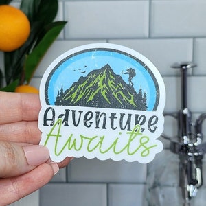 Adventure Awaits Sticker, Adventure Sticker, Outdoor Sticker, Explore Sticker, Travel Sticker, Stanley Sticker, Window Sticker, Water Bottle