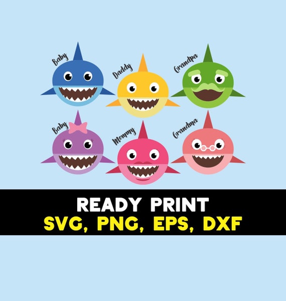Baby shark SVG EPS PNG clip art Daddy Shark Mommy Shark | Etsy