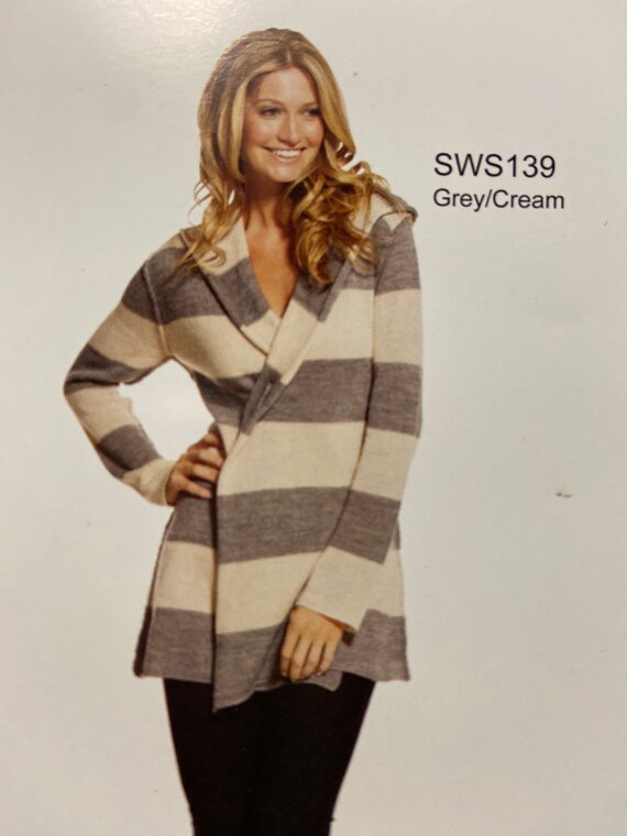Cardigan Sweater Large Stripe 