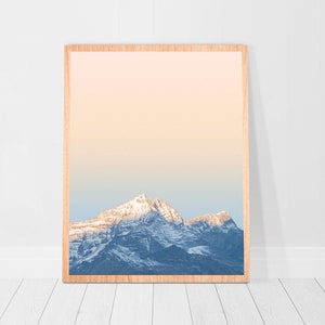 Downloadable prints Blush Pink Mountain Wall Art Printable, Digital Download Mountains Print aesthetic Poster Zen Decor, 8x10