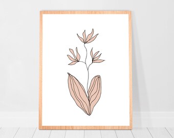 College Dorm decor Botanical Flower Line Art Print Poster minimal art One Line Drawing Boho Wall Decor Single line sketch Mid Century Modern