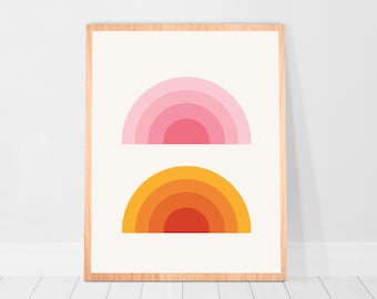 Dorm decor Retro Sunset Print Retro wall 70s Rainbow Art Poster retro nursery art Mid Century Modern Retro Rainbow Print Kids wall art 8x10