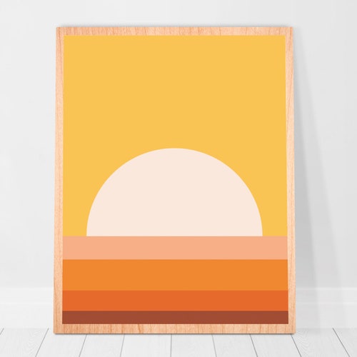 Boho Sun Print Retro Wall Art Abstract Sunrise Nursery Prints | Etsy