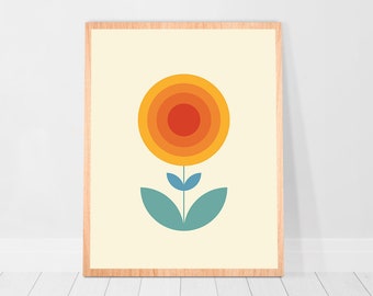 Wystrój pokoju w stylu preppy, retro targ kwiatowy, wydruk Bauhaus, plakat cyfrowy do pobrania, abstrakcyjna sztuka ścienna w stylu retro z lat 70., wystrój akademika, do pobrania, wydruki 8x10