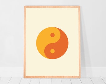 Yin yang poster indie print aesthetic prints y2k decor dorm posters 80s art print room decor retro poster feng shui printable wall art