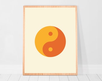 Yin yang poster indie print aesthetic prints y2k decor dorm posters 70s art print indie room decor wall art retro poster feng shui decor