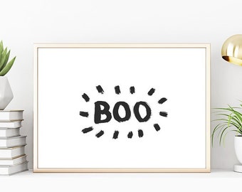 Boo Print Diy Halloween wall art Decor Printable Halloween Party decor boo poster boo sign halloween poster Halloween Horizontal wall art