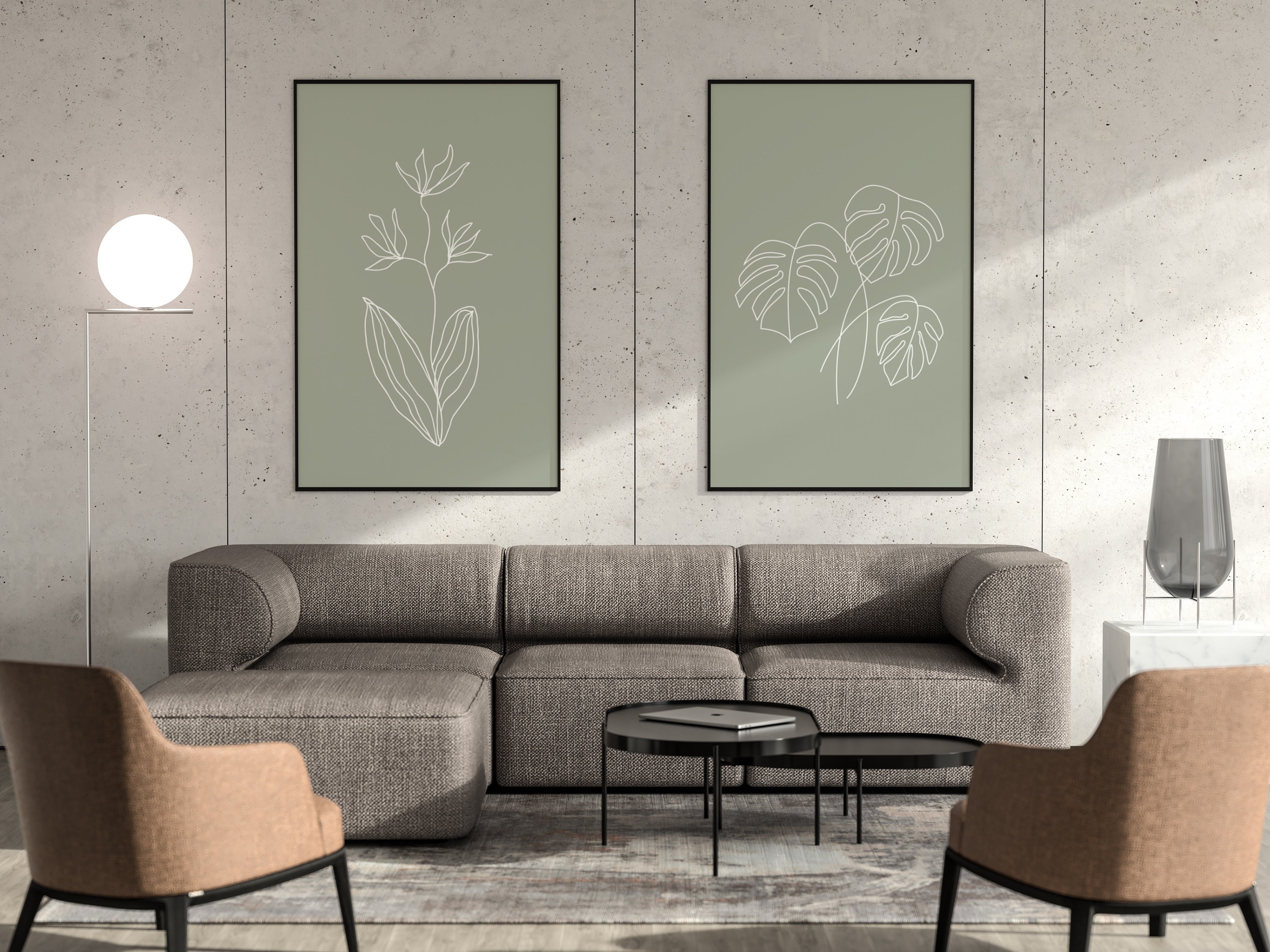 Sage Green Print Set of 2 Wall Art Set of Two Prints Gallery Etsy