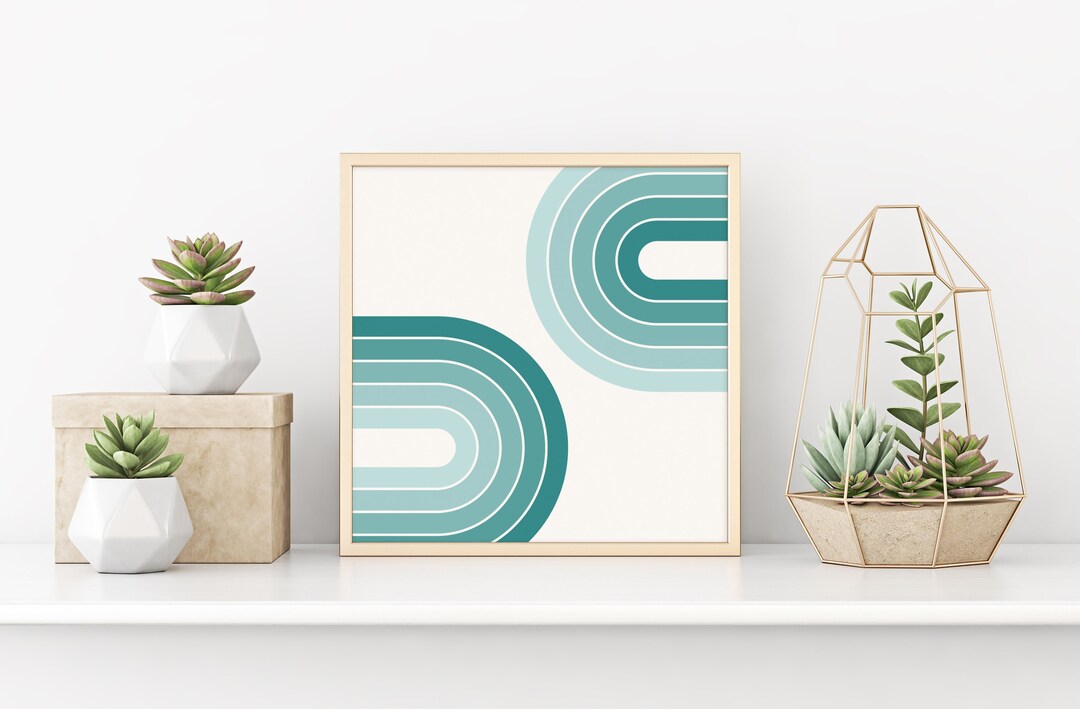 Riyidecor Duschvorhang Boho-Stil - Abstrakte Goldblätter & Bögen, Wasserdicht, 183x183 Cm