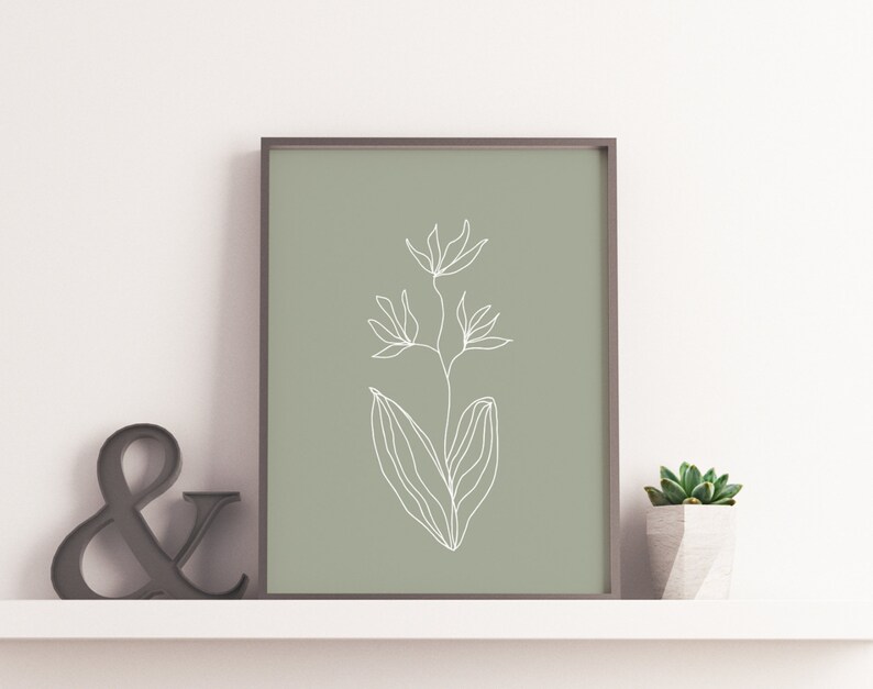 Sage Green Wall Art Midcentury Modern Boho Wall Decor Sage Etsy