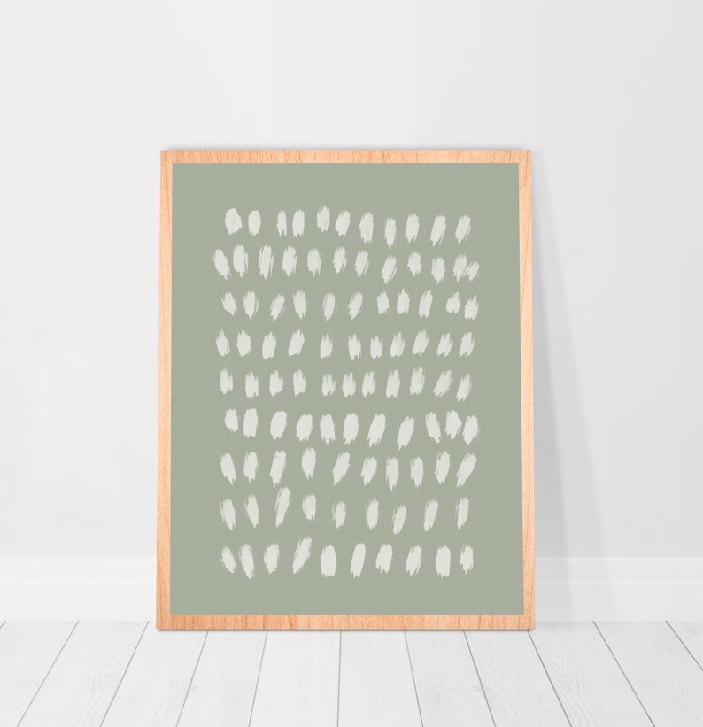 Abstract Sage Green Wall Art Shapes Print College Dorm decor Boho Wall Decor Dusty Sage Green Poster Abstract Drawing Mid century Modern image 1