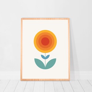 Retro print set of 6 piece wall art 70s art prints poster sun rainbow Gallery Wall Bundle girl room wall decor 70s flower print 70s wall art