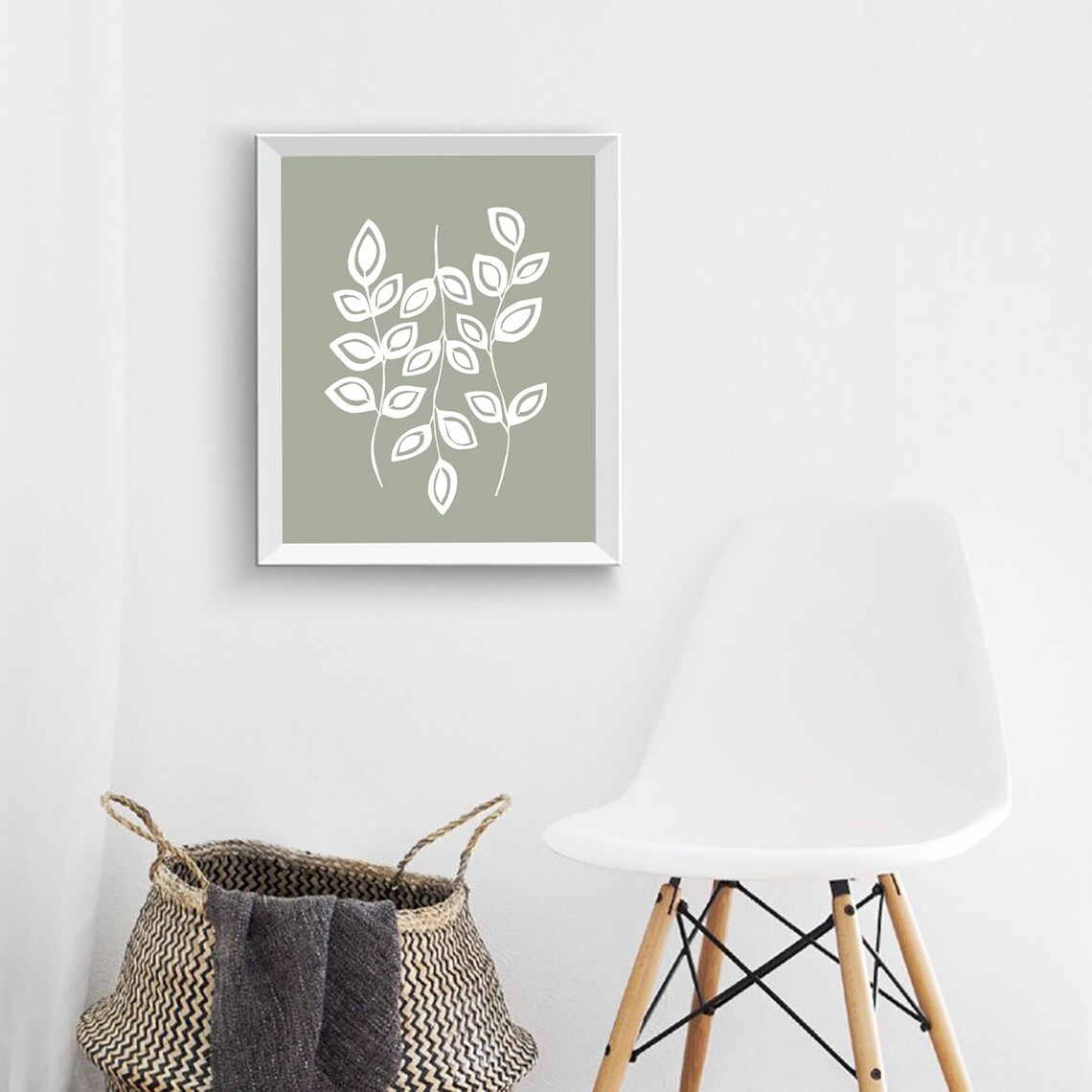 Sage Green Wall Art Mid-century Modern Boho Wall Decor Sage | Etsy