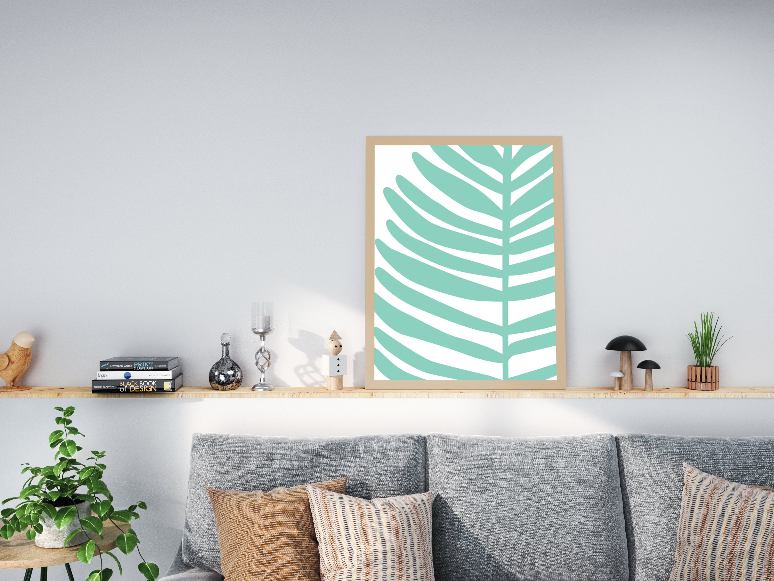 College Dorm decor Teal abstract art Mint Green Wall Art